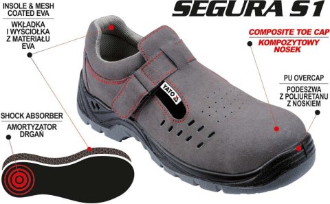 SANDAŁY ROBOCZE SEGURA S1 ROZMIAR 42 YATO SANDAŁY ROBOCZE SEGURA S1 ROZMIAR 42 YATO