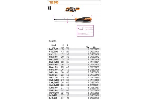 WKRĘTAK PŁASKI BETAGRIP 2.5*100MM BETA WKRĘTAK PŁASKI BETAGRIP 2.5*100MM BETA