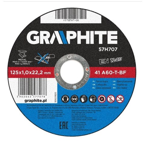 TARCZA DO METALU 125*1.0*22.2MM GRAPHITE TARCZA DO METALU 125*1.0*22.2MM GRAPHITE
