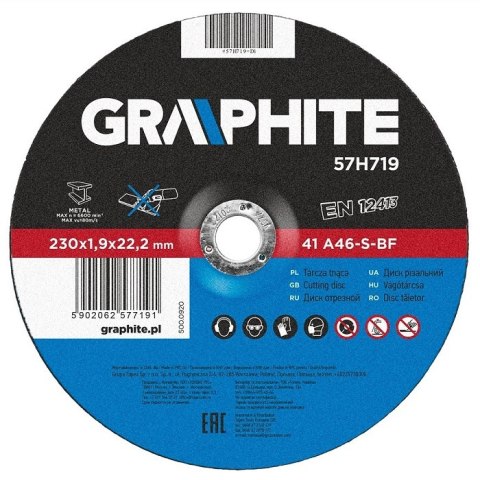 TARCZA DO METALU 230*1.9*22.2MM GRAPHITE TARCZA DO METALU 230*1.9*22.2MM GRAPHITE