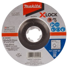 TARCZA SZLIFIERSKA DO METALU 125*6*22MM X-LOCK A36P MAKITA