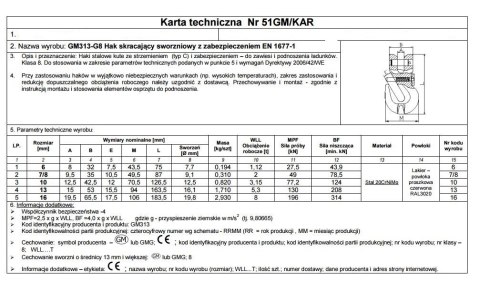 HAK SKRACAJĄCY SWORZNIOWY Z ZABEZPIECZENIEM 13MM G8 WLL5.3T UN HAK SKRACAJĄCY SWORZNIOWY Z ZABEZPIECZENIEM 13MM G8 WLL5.3T UN