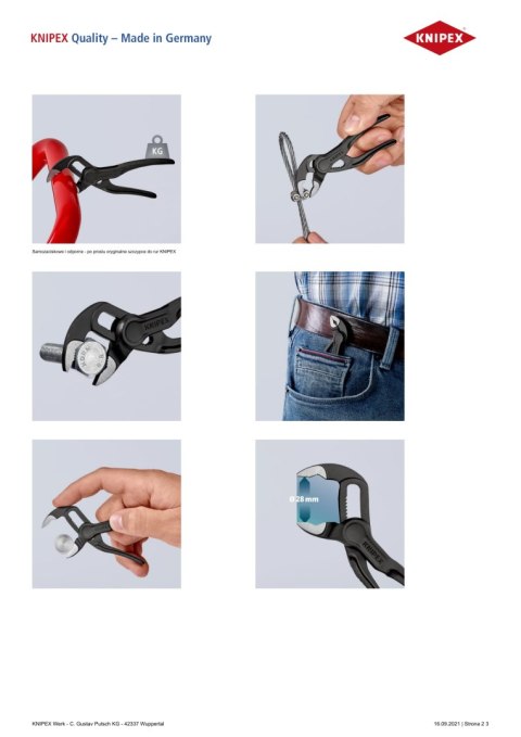 SZCZYPCE DO RUR COBRA 100MM KNIPEX SZCZYPCE DO RUR COBRA 100MM KNIPEX