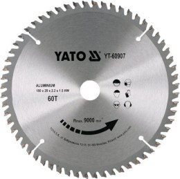 TARCZA WIDIOWA DO ALUMINIUM 180*20MM 60 ZĘBÓW YATO