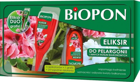 ELIKSIR DO PELARGONII I INNYCH ROŚLIN BALKONOWYCH 5*40ML BIOPON ELIKSIR DO PELARGONII I INNYCH ROŚLIN BALKONOWYCH 5*40ML BIOPON