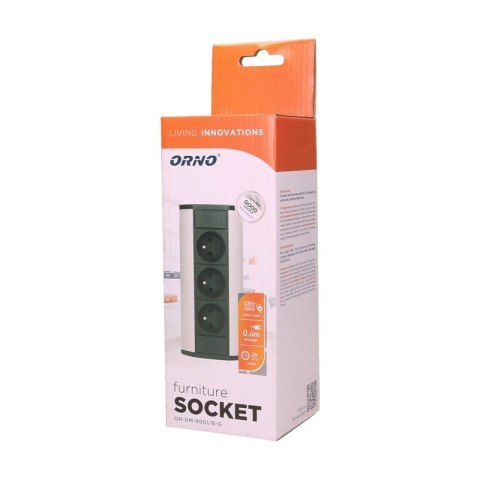 GNIAZDO MEBLOWE 3X2P+Z CZARNO-SREBRNE ORNO GNIAZDO MEBLOWE 3X2P+Z CZARNO-SREBRNE ORNO