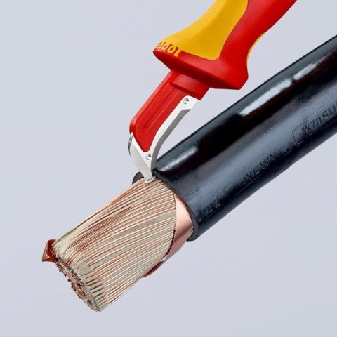NÓŻ DO ŚCIĄGANIA IZOLACJI ZE STOPKĄ PROWADZĄCĄ 180MM KNIPEX NÓŻ DO ŚCIĄGANIA IZOLACJI ZE STOPKĄ PROWADZĄCĄ 180MM KNIPEX