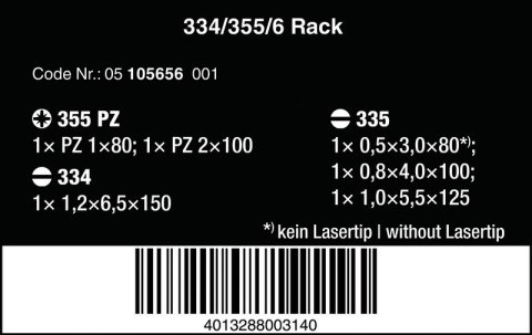 ZESTAW WKRĘTAKÓW KRAFTFORM LASERTIP + WIESZAK, 6CZ WERA ZESTAW WKRĘTAKÓW KRAFTFORM LASERTIP + WIESZAK, 6CZ WERA