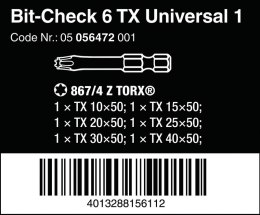 ZESTAW BIT-CHECK 6 TX UNIVERSAL 1, 6CZ. WERA