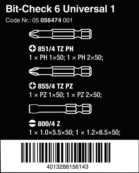 ZESTAW BIT-CHECK 6 UNIVERSAL 1, 6CZ. WERA ZESTAW BIT-CHECK 6 UNIVERSAL 1, 6CZ. WERA