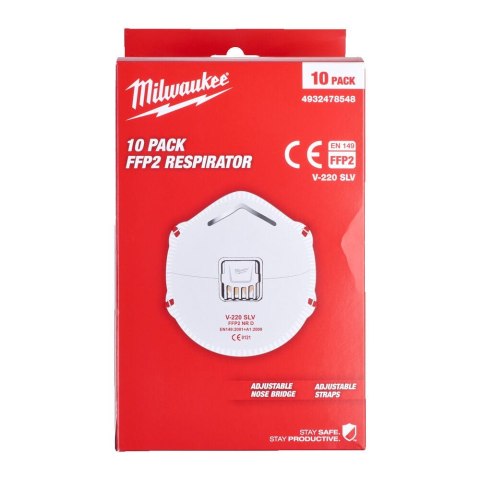 PÓŁMASKA FFP2 Z ZAWORKIEM 10SZT. MILWAUKEE PÓŁMASKA FFP2 Z ZAWORKIEM 10SZT. MILWAUKEE