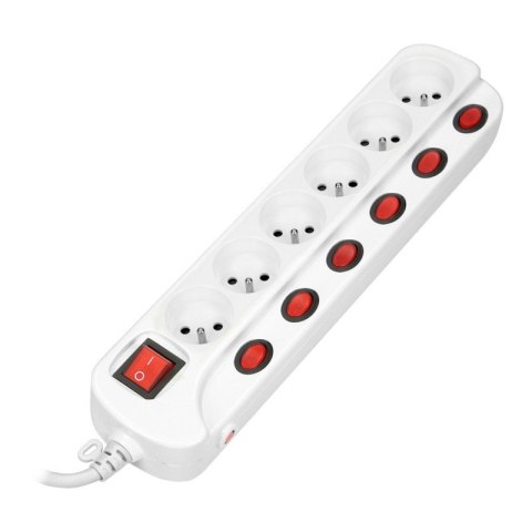 LISTWA ZASILAJĄCA 'MULTISWITCH', 6X2P+Z, KABEL 3X1,0M BIAŁY ORNO LISTWA ZASILAJĄCA 'MULTISWITCH', 6X2P+Z, KABEL 3X1,0M BIAŁY ORNO