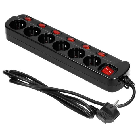 LISTWA ZASILAJĄCA 'MULTISWITCH', 6X2P+Z, KABEL 3X1,0M CZARNY ORNO LISTWA ZASILAJĄCA 'MULTISWITCH', 6X2P+Z, KABEL 3X1,0M CZARNY ORNO