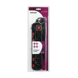 LISTWA ZASILAJĄCA 'MULTISWITCH', 6X2P+Z, KABEL 3X1,0M CZARNY ORNO