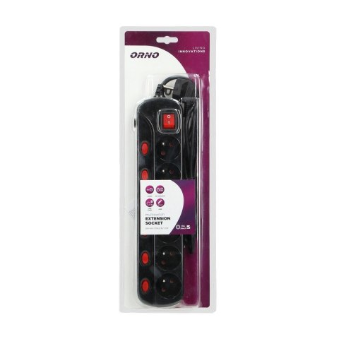 LISTWA ZASILAJĄCA 'MULTISWITCH', 6X2P+Z, KABEL 3X1,0M CZARNY ORNO LISTWA ZASILAJĄCA 'MULTISWITCH', 6X2P+Z, KABEL 3X1,0M CZARNY ORNO