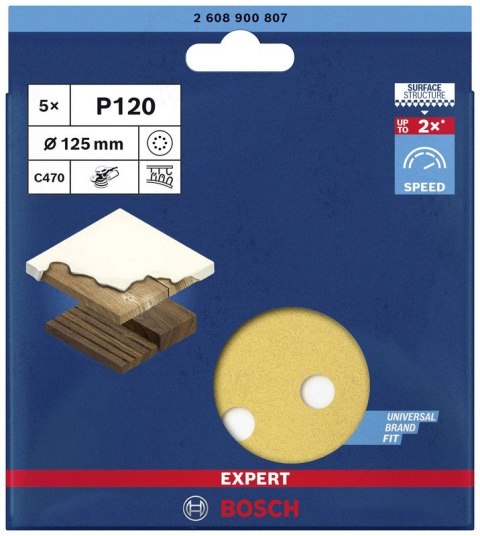 KRĄŻEK ŚCIERNY EXPERT EXC470 G120 5PC. 8OTW BOSCH KRĄŻEK ŚCIERNY EXPERT EXC470 G120 5PC. 8OTW BOSCH