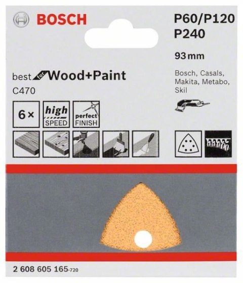 PAPIER ŚCIERNY DELTA 93MM 6OTW. 6PC BOSCH PAPIER ŚCIERNY DELTA 93MM 6OTW. 6PC BOSCH