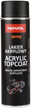 Spray akrylowy NOVOL Acryl Topcoat 500 ml czarny mat dysza FAN