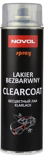 Spray bezbarwny NOVOL Clearcoat 500 ml szybkoschnący połysk FAN