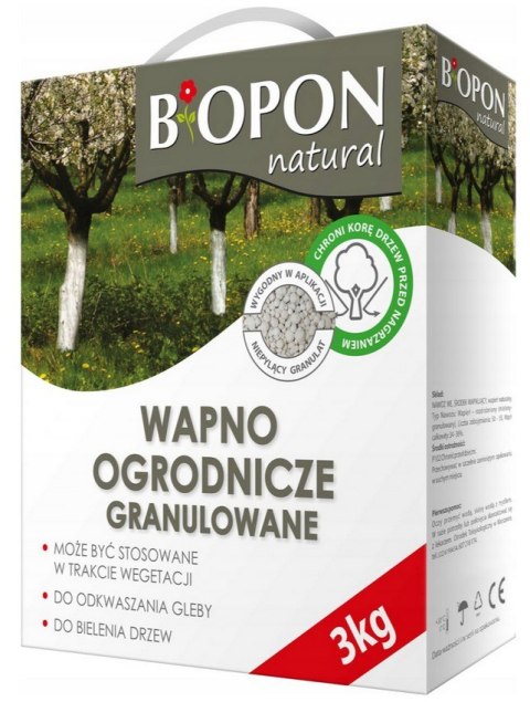 WAPNO - OGRODNICZE DO BIELENIA I ODKWASZANIA GLEBY, 3 KG BIOPON WAPNO - OGRODNICZE DO BIELENIA I ODKWASZANIA GLEBY, 3 KG BIOPON