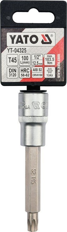 KLUCZ TRZPIENIOWY TORX 1/2' T45 L100MM YATO KLUCZ TRZPIENIOWY TORX 1/2' T45 L100MM YATO