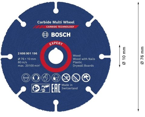 TARCZA UNIWERSALNA EXPERT CARBIDE MULTI WHEEL CMW 79*10MM BOSCH TARCZA UNIWERSALNA EXPERT CARBIDE MULTI WHEEL CMW 79*10MM BOSCH