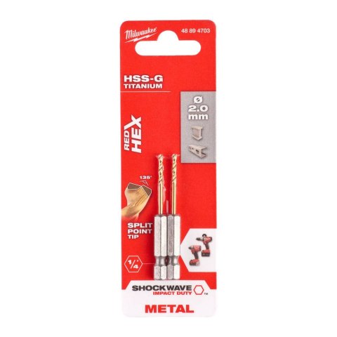 WIERTŁO DO METALU HSS-G TIN 2MM 2 SZT. MILWAUKEE WIERTŁO DO METALU HSS-G TIN 2MM 2 SZT. MILWAUKEE