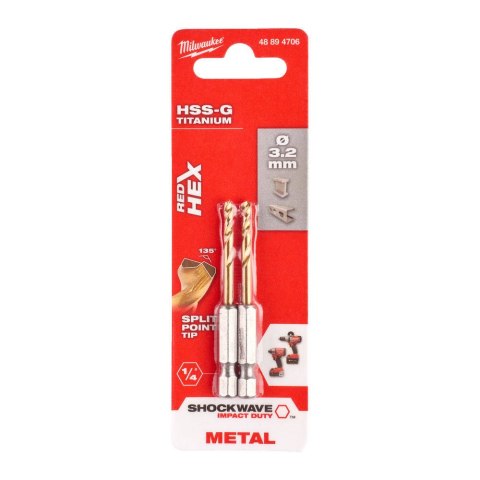 WIERTŁO DO METALU HSS-G TIN 3.2MM 2 SZT. MILWAUKEE WIERTŁO DO METALU HSS-G TIN 3.2MM 2 SZT. MILWAUKEE