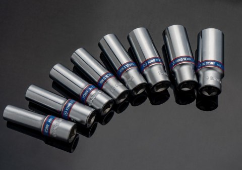 ZESTAW NASADEK 3/8'' 8CZ. DŁUGIE 6-KĄT 10-19MM, NA SZYNIE KING TONY ZESTAW NASADEK 3/8'' 8CZ. DŁUGIE 6-KĄT 10-19MM, NA SZYNIE KING TONY