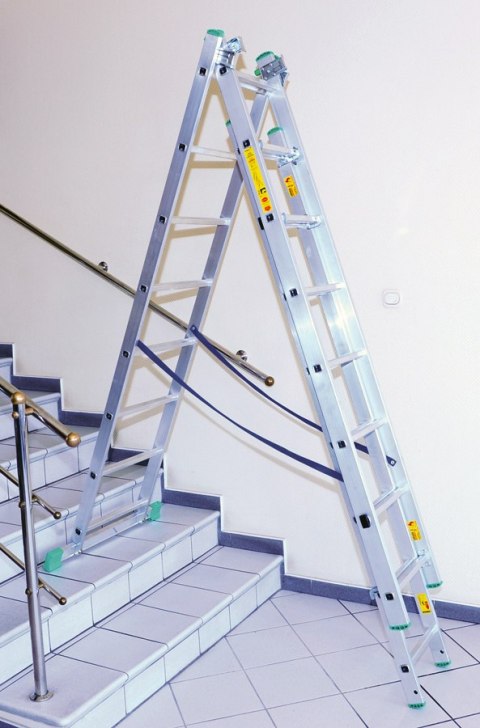 DRABINA ALUMINIOWA 3-ELEMENTOWA 760CM 11+11+11 SZCZEBLI DRABINA ALUMINIOWA 3-ELEMENTOWA 760CM 11+11+11 SZCZEBLI