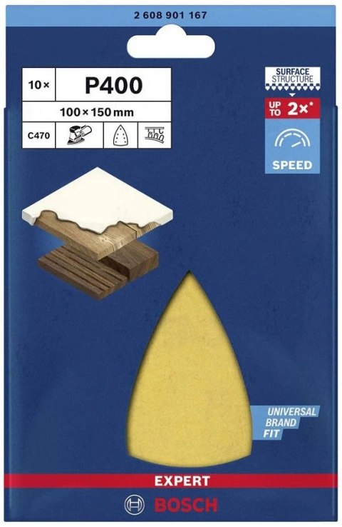 PAPIER ŚCIERNY EXPERT EXC470 100*150MM G400 10PC BOSCH PAPIER ŚCIERNY EXPERT EXC470 100*150MM G400 10PC BOSCH