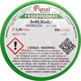 DRUT LUTOWNICZY BEZOŁOWIOWY Z TOPNIKIEM NA SZPULI 1.0MM,100G TOYA