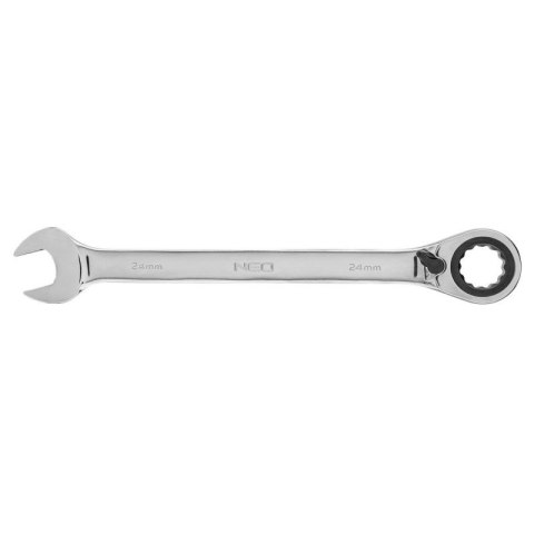 KLUCZ PŁASKO-OCZKOWY Z GRZECHOTKĄ I PRZEŁĄCZNIKIEM 24MM NEO KLUCZ PŁASKO-OCZKOWY Z GRZECHOTKĄ I PRZEŁĄCZNIKIEM 24MM NEO