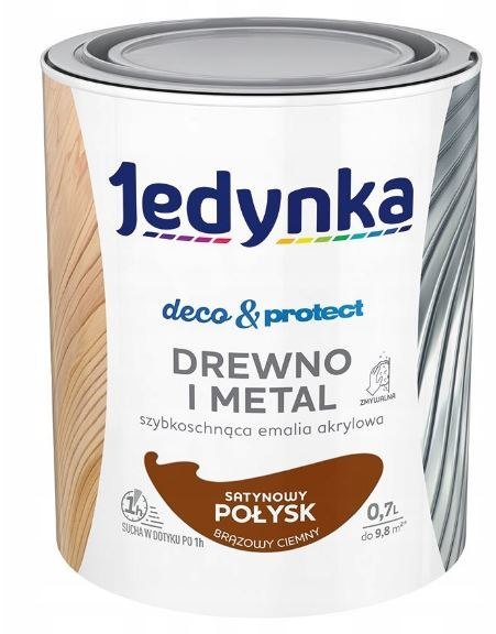JEDYNKA DECO&PROTECT DREWNO I METAL SATYNA BRĄZOWY CIEM 0,7L JEDYNKA JEDYNKA DECO&PROTECT DREWNO I METAL SATYNA BRĄZOWY CIEM 0,7L JEDYNKA