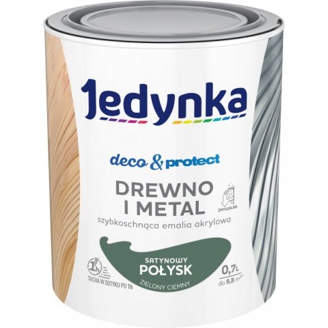 JEDYNKA DECO&PROTECT DREWNO I METAL SATYNA ZIELONY CIEM 0,7L JEDYNKA JEDYNKA DECO&PROTECT DREWNO I METAL SATYNA ZIELONY CIEM 0,7L JEDYNKA