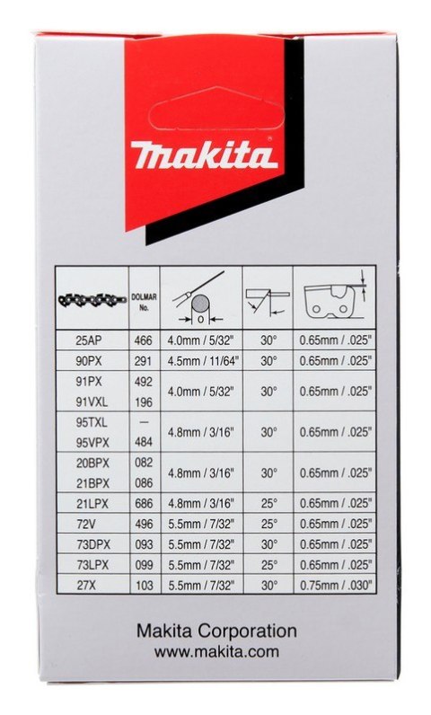 ŁAŃCUCH TNĄCY 25AP 11,5CM 1,3MM 1/4'' DO DUC122 MAKITA ŁAŃCUCH TNĄCY 25AP 11,5CM 1,3MM 1/4'' DO DUC122 MAKITA