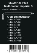 ZESTAW KLUCZY TRZPIENIOWYCH 950/9 HEX-PLUS MULTICOLOU 9CZR WERA