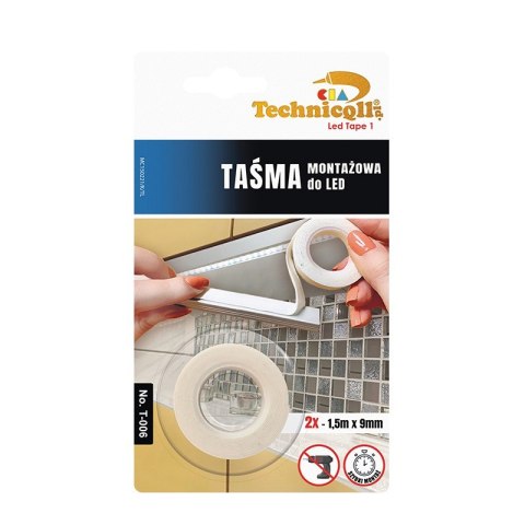 TAŚMA MONTAŻOWA DO LED 2*1,5M*9MM TECHNICQLL