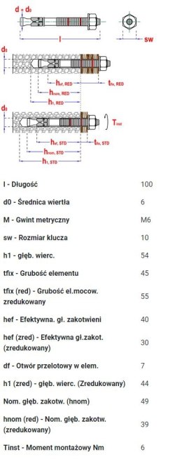 KOTWA PIERŚCIENIOWA SMART S-TB7 6*100/45-55 OCYNK BIAŁY UN