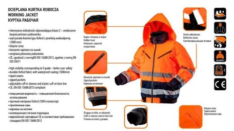 KURTKA ROBOCZA OSTRZEGAWCZA OCIEPLANA POMARAŃCZOWA ROZM. XL NEO KURTKA ROBOCZA OSTRZEGAWCZA OCIEPLANA POMARAŃCZOWA ROZM. XL NEO