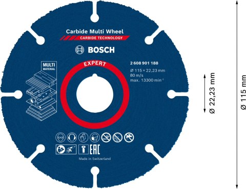 TARCZA UNIWERSALNA EXPERT CARBIDE MULTI WHEEL CMW 115*22MM BOSCH TARCZA UNIWERSALNA EXPERT CARBIDE MULTI WHEEL CMW 115*22MM BOSCH