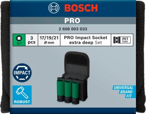 ZESTAW KLUCZY NASADOWYCH 1/2'' XL PRO S 3SZT. BOSCH ZESTAW KLUCZY NASADOWYCH 1/2'' XL PRO S 3SZT. BOSCH