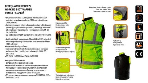 BEZRĘKAWNIK ROBOCZY DWUSTRONNY ODBLASKOWY ŻÓŁTY ROZMIAR XL NEO BEZRĘKAWNIK ROBOCZY DWUSTRONNY ODBLASKOWY ŻÓŁTY ROZMIAR XL NEO