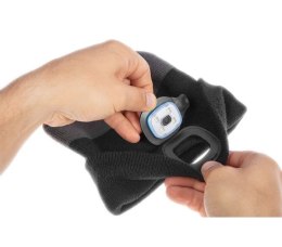 CZAPKA Z LATARKĄ LED CZARNO-SZARO-POIMARAŃCZOWA PREMIUM NEO