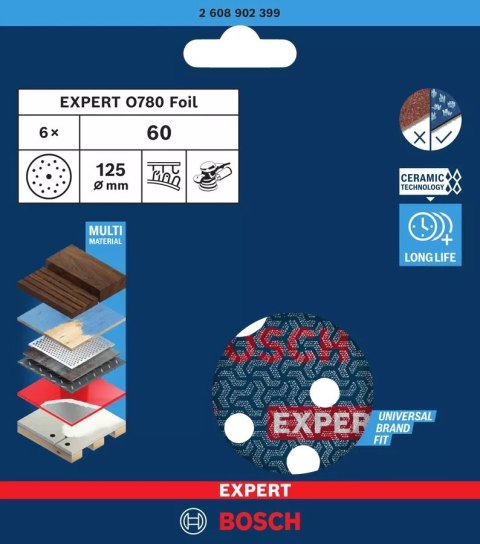 KRĄŻEK ŚCIERNY FOLIA EXPERT O780 125MM 6PC BOSCH KRĄŻEK ŚCIERNY FOLIA EXPERT O780 125MM 6PC BOSCH