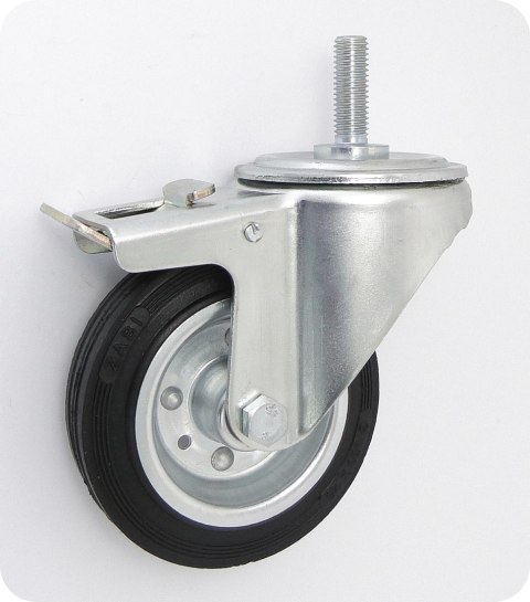 KOŁO METAL-GUMA 100MM OBUDOWA Z TRZPIENIEM+HAMULEC 16H UN