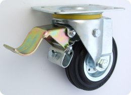 KOŁO METAL-GUMA 125MM OBUDOWA SKRĘTNA+HAMULEC 25H UN