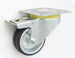 KOŁO METAL-GUMA 80MM OBUDOWA SKRĘTNA+HAMULEC 6H UN