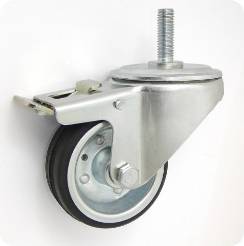 KOŁO METAL-GUMA 80MM OBUDOWA Z TRZPIENIEM+HAMULEC 7H*M10 UN