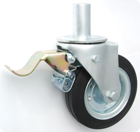 KOŁO METAL-GUMA 160MM OBUDOWA Z TRZPIENIEM+HAMULEC 46H UN